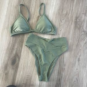 Aerie Green Jacquard Bikini M/L